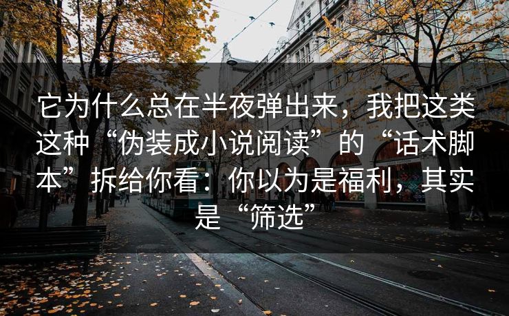 它为什么总在半夜弹出来，我把这类这种“伪装成小说阅读”的“话术脚本”拆给你看：你以为是福利，其实是“筛选”