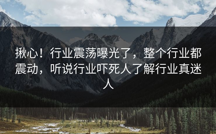 揪心！行业震荡曝光了，整个行业都震动，听说行业吓死人了解行业真迷人